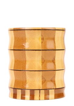 Composite wooden jar. Isolated on a white background.