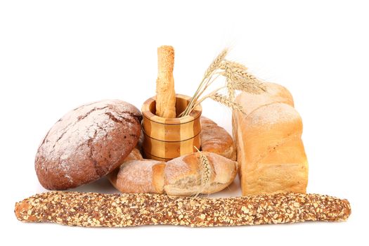 Bread composition. Isolated on a white background.