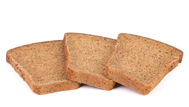 Slices of brown bread. Isolated on a white background.