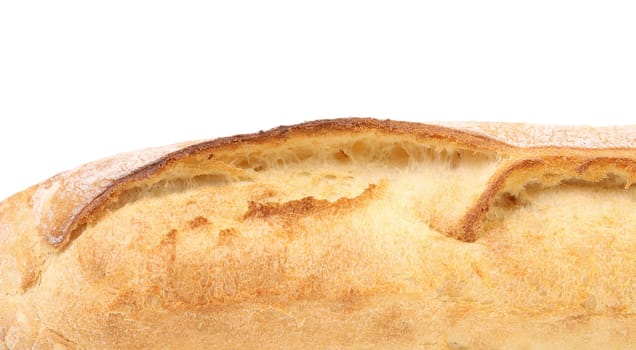 Crackling bread. Close up. On a white background.