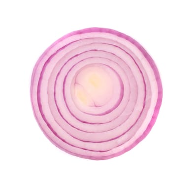 Sliced red onion on a white background