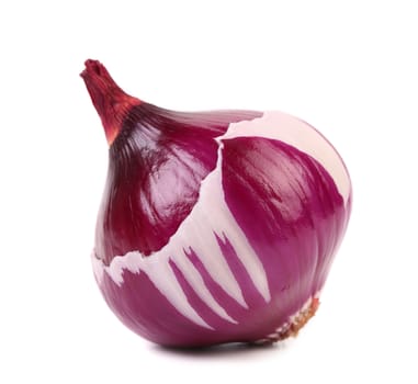 Peeled red onion bulb isolated on white background cutout