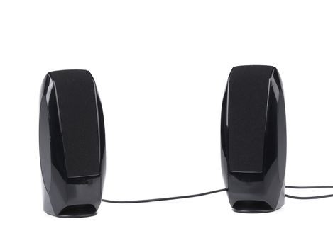 Two black speaker. Isolated on a white background.