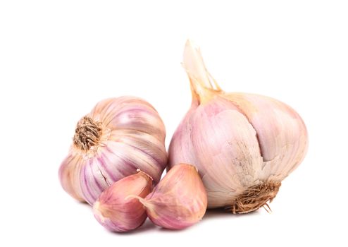 Garlics and cloves isolated on a white background