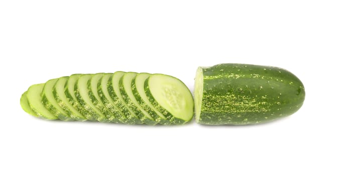 Sliced fresh cucumber. Isolated on a white background.