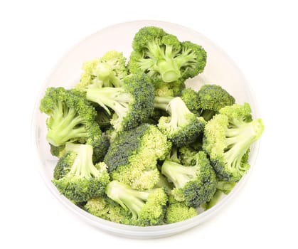 broccoli in a bowl on a white background