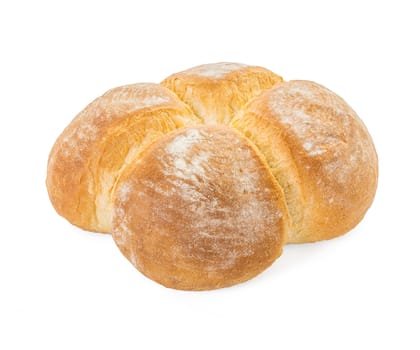 Closeup of Four Buns Bread over white background, Shallow focus