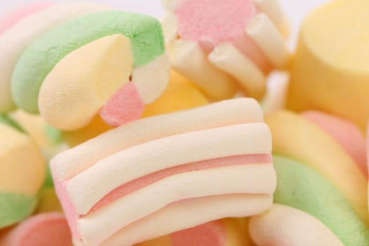 Colorful marshmallow isolated on a white background
