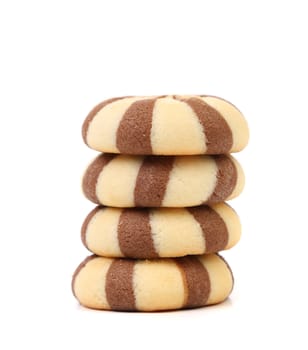 Biscuits of a chocolate cloves. Stack. White background