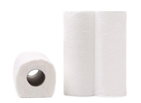 Roller towels isolated on a white background