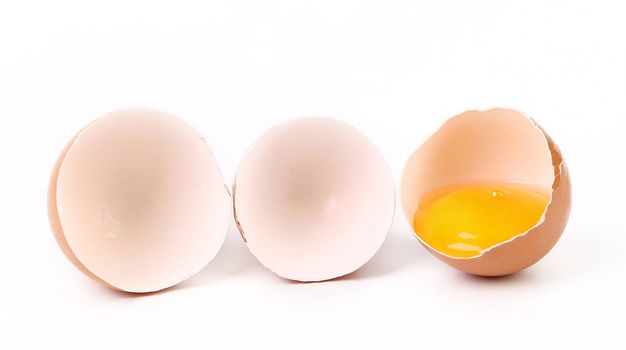 Broken egg isolated on a white background