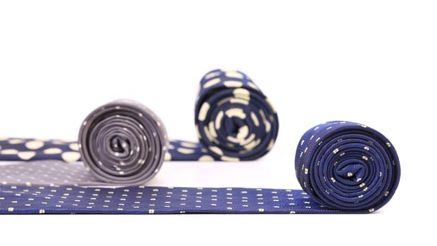 bright rolled ties isolated on white background