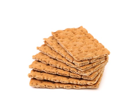 Whole grain crisp bread isolated on white