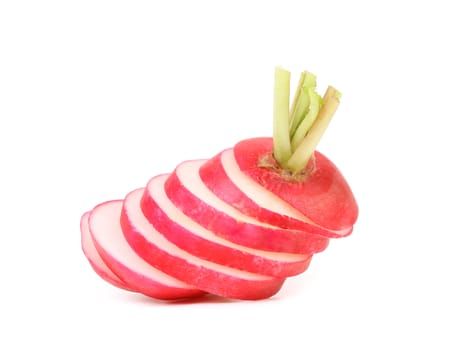 Fresh sliced radish isolated on a white background