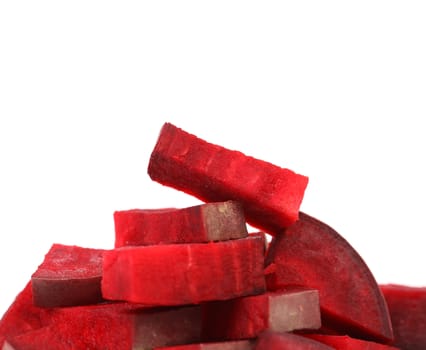 Big pieces of beetroot on a white bakground