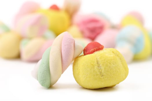 Sweet marshmallows isolated on a white background