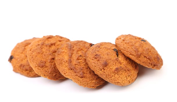 oatmeal chocolate chip cookies isolated on white background