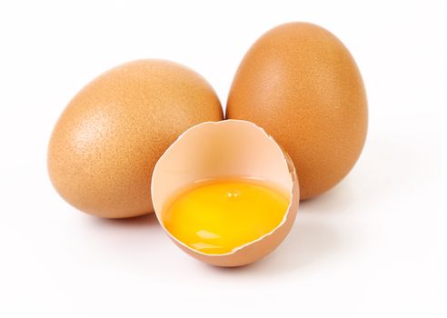Broken egg isolated on a white background