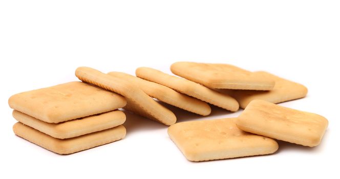 Saltine soda cracker. On a white background