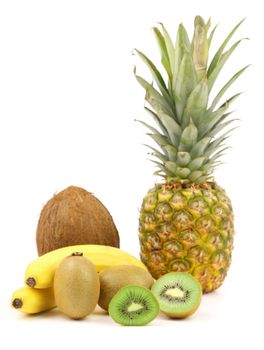 Different exotic fruits isolated on white background