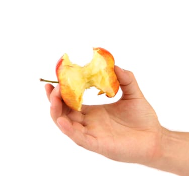 red apple stump isolated on a white