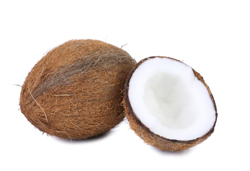 Coconut and half isolated on a white background