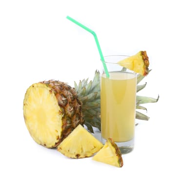 Pineapple juice isolated on a white background