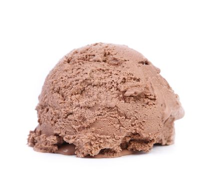 Scoop of chocolate ice cream isolated on white background