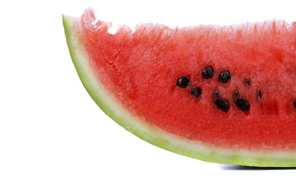 Half of watermelon slice isolated on white background