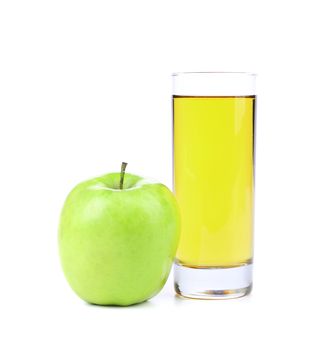 Green apple and juice. Isolated on a white background.