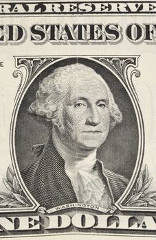 One dollar banknote - portrait of President George Washington.