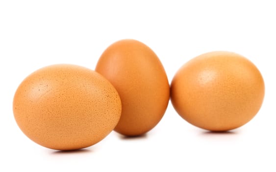 Three eggs isolated on a white background