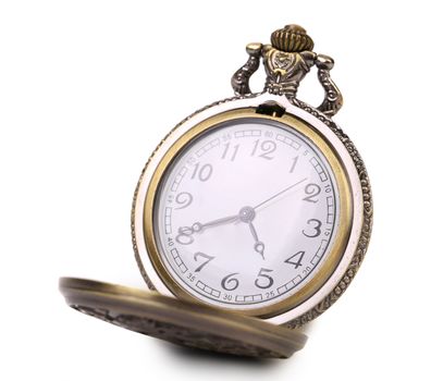 Vintage watch on a white background. The time is twenty to five