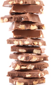 Tasty morsel of milk chocolate with nuts