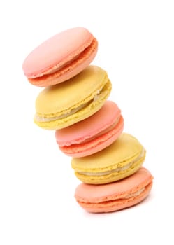 Stack of macaron cakes. Isolated on a white background.