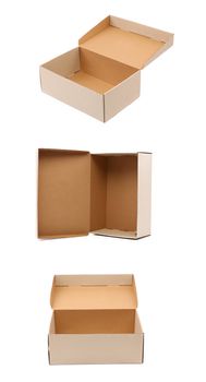Collage of carton boxes. Isolated on a white background.