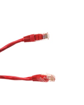 Two red network plug isolated on a white background