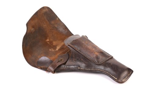 Old brown holster. Isolated on a white background.