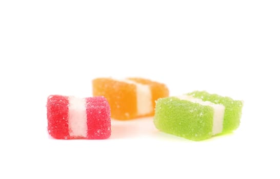Classic fruit jelly. Close up. Isolated on a white background.