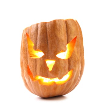 Pumpkin halloween Jack O'Lantern. Isolated on a white background.