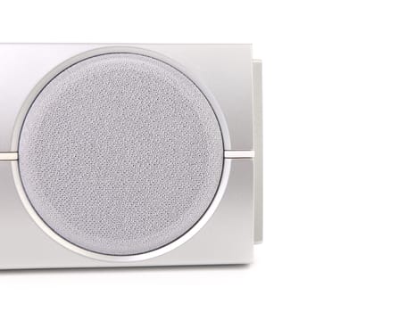 Silver speaker box. Isolated on a white background.