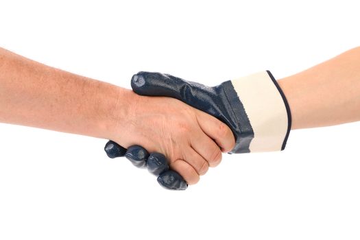 Hhandshake symbolizing the alliance of workers and intellectuals.