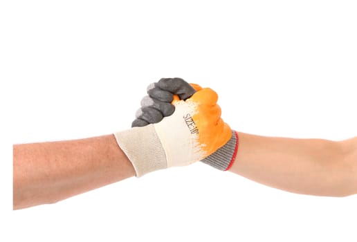 Alliance of working people. Isolated on a white background.