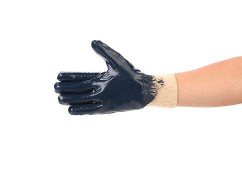 Rubber protective glove. Isolated on a white background.