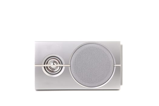 Gray sound speaker. Isolated on a white background.