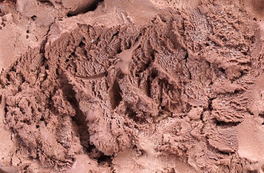 Chocolate ice cream macro detailed texture. Close up.