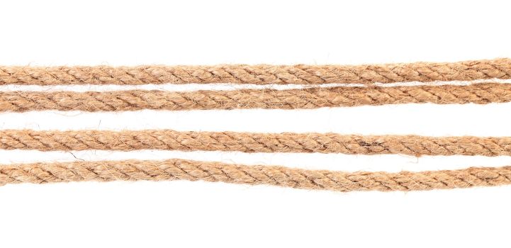 Four parallel ropes. Isolated on a white background.