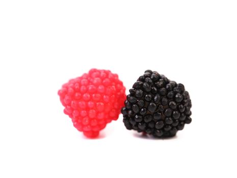 Two jelly fruit  in form of berries candy.