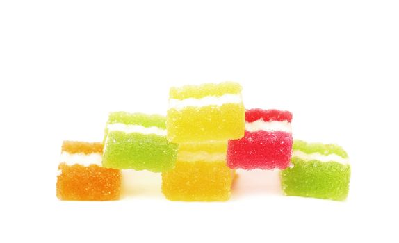 Colorful jelly candies. Isolated on a white background