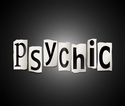 Illustration depicting a set of cut out printed letters formed to arrange the word psychic.